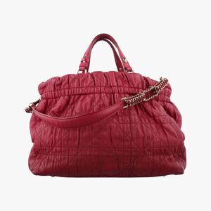Christian Diordelice Gaufre Cannage Tote Red Lambskin 01-ru-1120